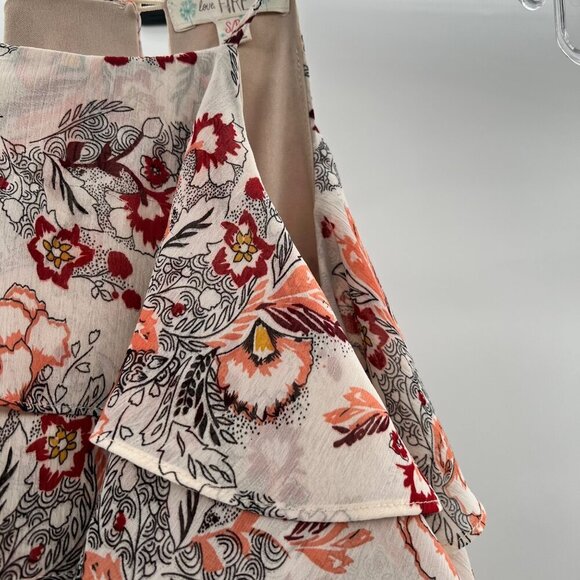 Love Fire Women's Floral Ruffled Halter Maxi Dress Cream/Multi Size Small - Picture 3 of 9